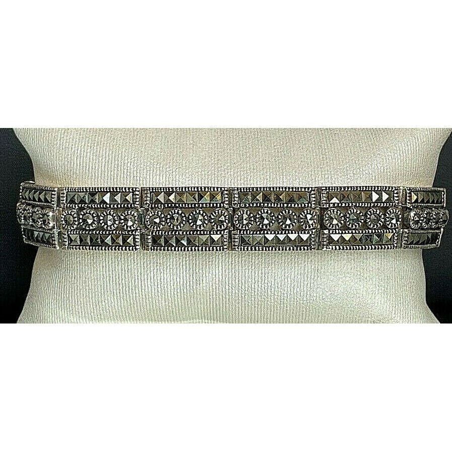 SPARKLING 925 STERLING SILVER MARCASITE BRACELET SKY