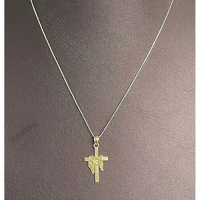 14k YELLOW GOLD CROSS PENDANT NECKLACE SKY