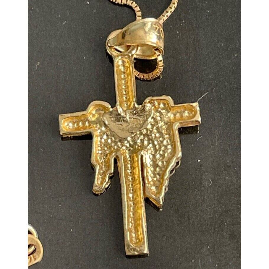 14k YELLOW GOLD CROSS PENDANT NECKLACE SKY