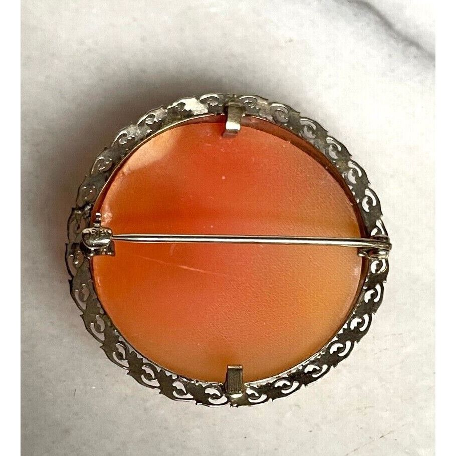 ART DECO 14K WHITE GOLD CAMEO BROOCH SKY