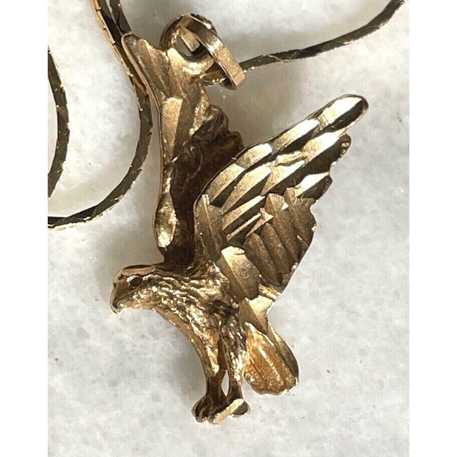 14K YELLOW GOLD EAGLE PENDANT NECKLACE SKY