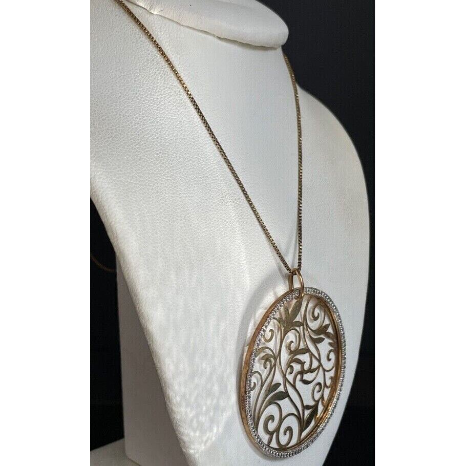 925 STERLING SILVER  VERMEIL FIATE LACE ROUNDEL PENDANT NECKLACE SKY