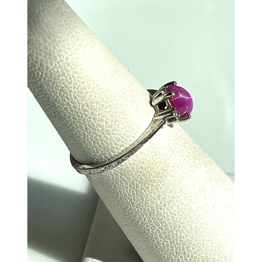 925 STERLING SILVER STAR RUBY AND DIAMOND RING SIZE  5.5 SKY