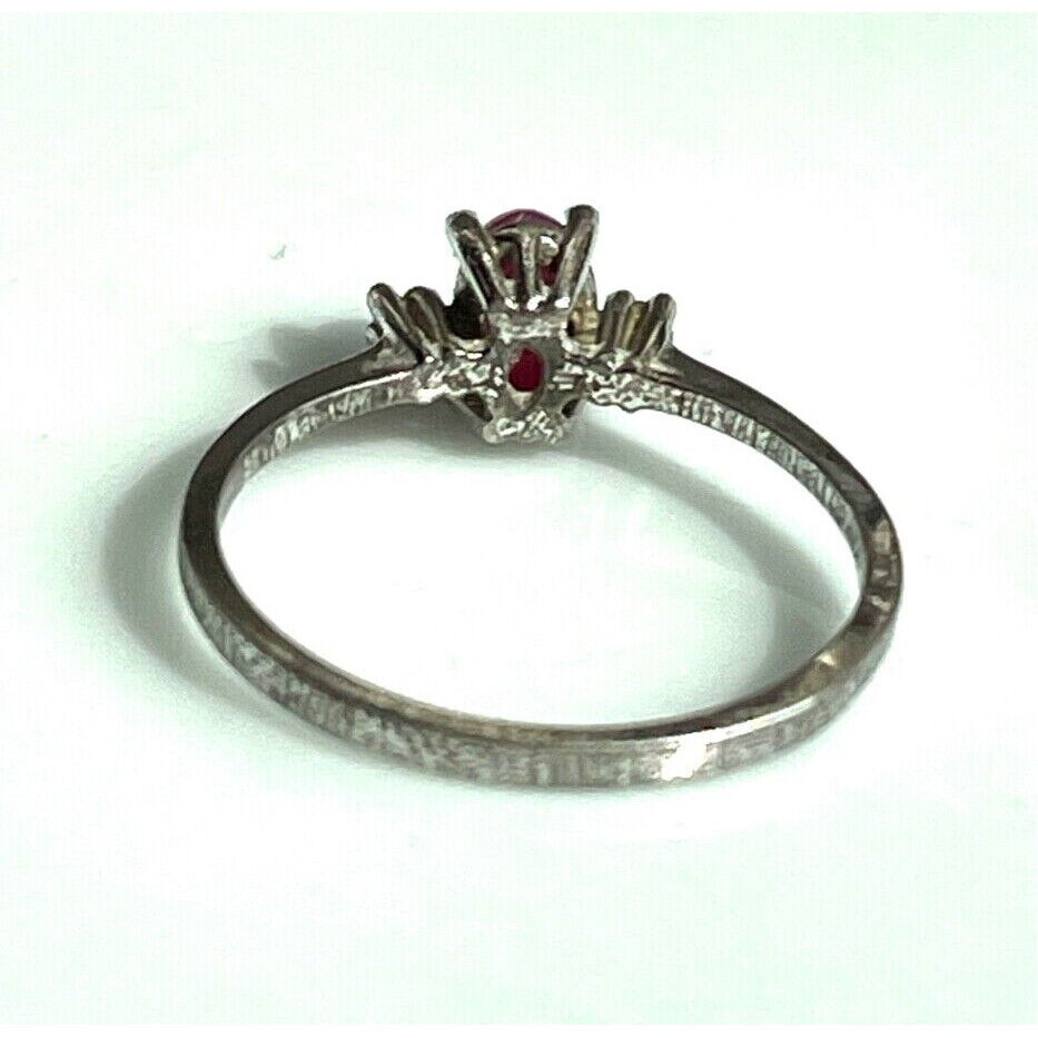 925 STERLING SILVER STAR RUBY AND DIAMOND RING SIZE  5.5 SKY