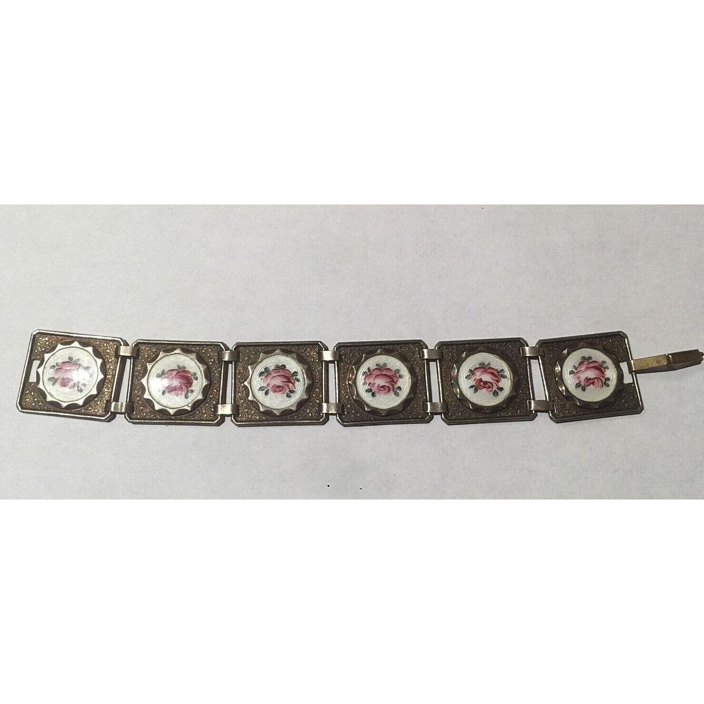 VINTAGE WIDE SILVER PLATED & ENAMEL BRACELET SKY