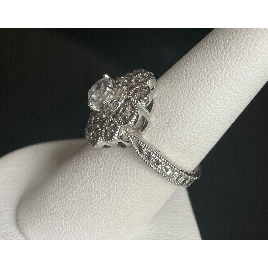 NICE 925 STERLING SILVER CZ RING SIZE 7.75 SKY