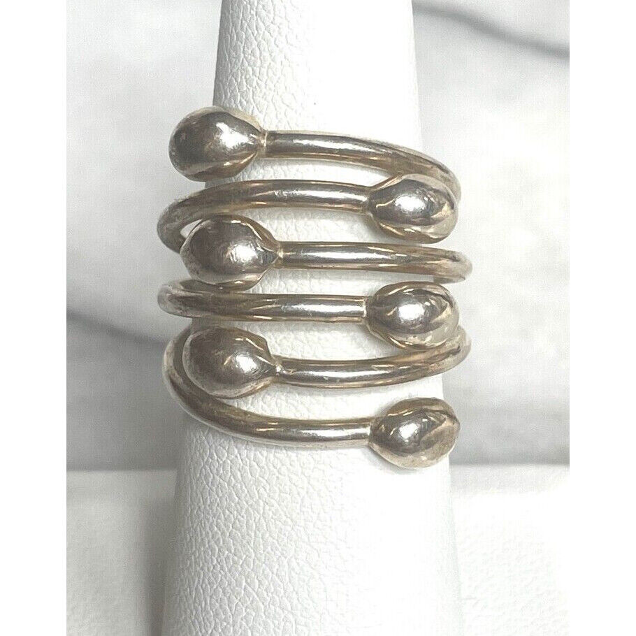 925 STERLING SILVER MULTIBAND WITH BALL TIPS RING ADJUSTABLE SIZE SKY