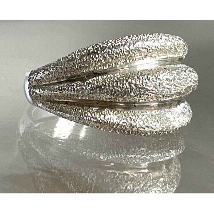 925 STERLING SILVER BRIGHT CUT 3-SECTIONAL BAND RING SIZE 7.75 SKY