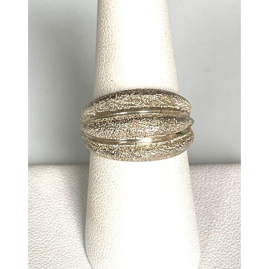 925 STERLING SILVER BRIGHT CUT 3-SECTIONAL BAND RING SIZE 7.75 SKY