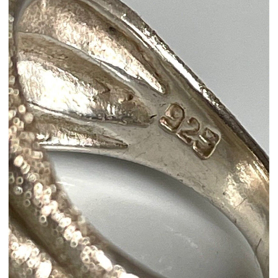 925 STERLING SILVER BRIGHT CUT 3-SECTIONAL BAND RING SIZE 7.75 SKY