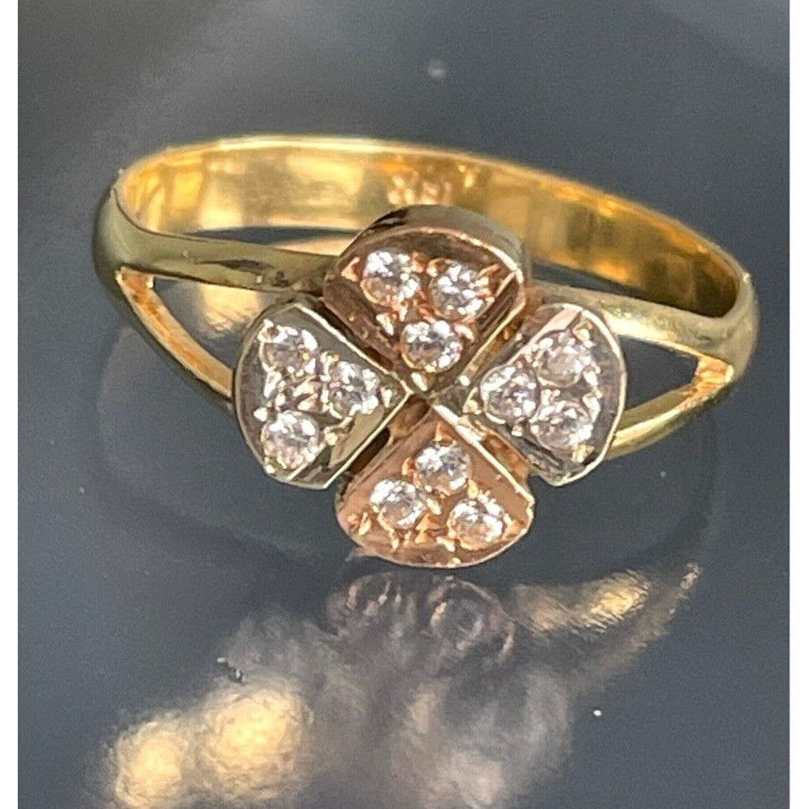 14K MULTITONE  GOLD DIAMOND RING SIZE 7.5 SKY