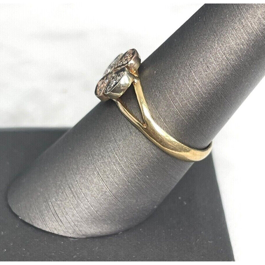 14K MULTITONE  GOLD DIAMOND RING SIZE 7.5 SKY