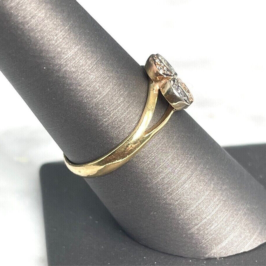 14K MULTITONE  GOLD DIAMOND RING SIZE 7.5 SKY