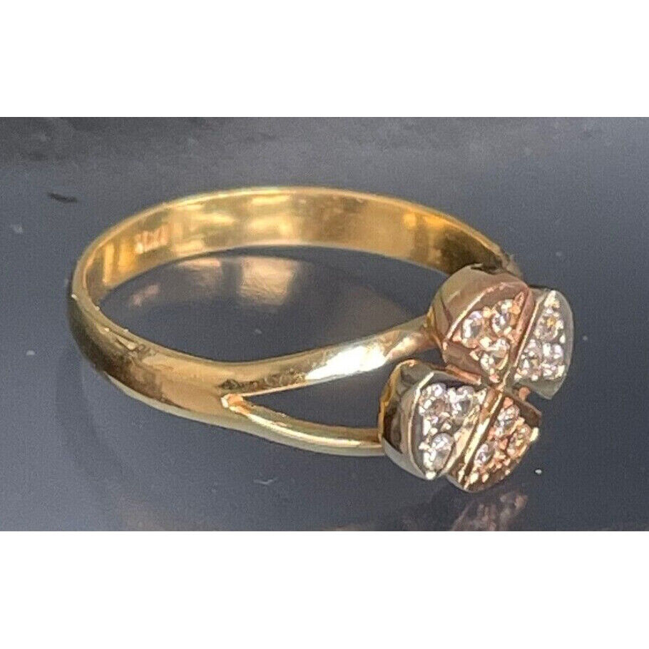 14K MULTITONE  GOLD DIAMOND RING SIZE 7.5 SKY