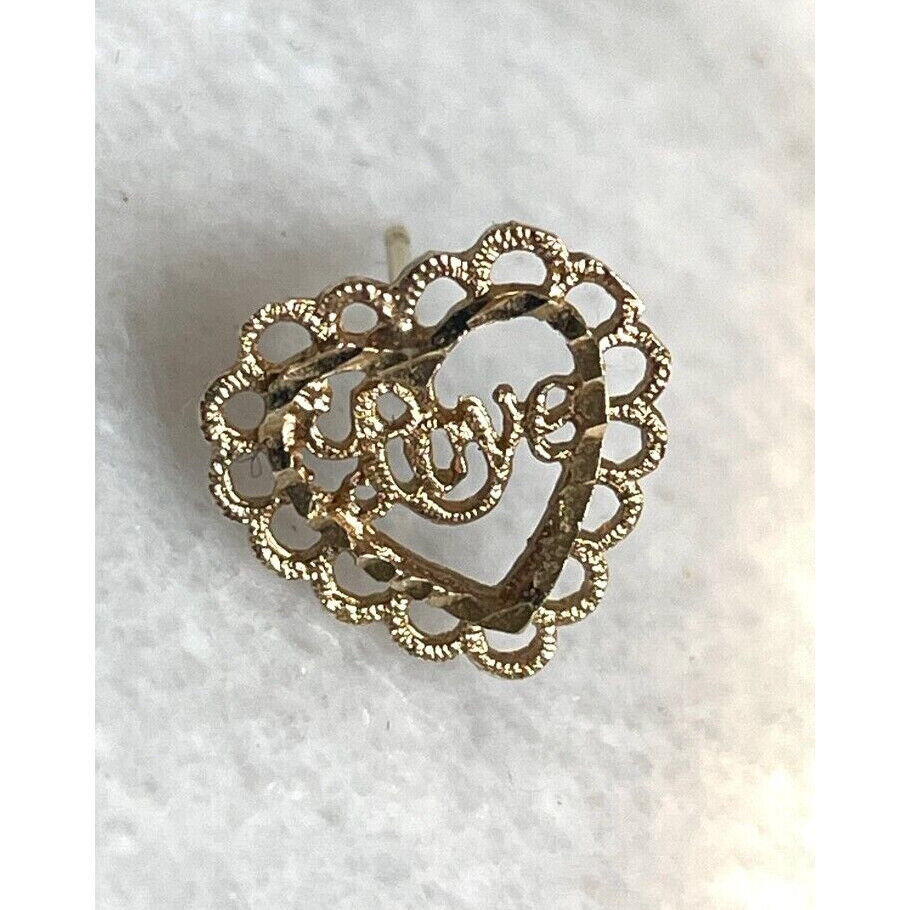 YELLOW GOLD FILIGREE ''LOVE'' HEART EARRINGS SKY