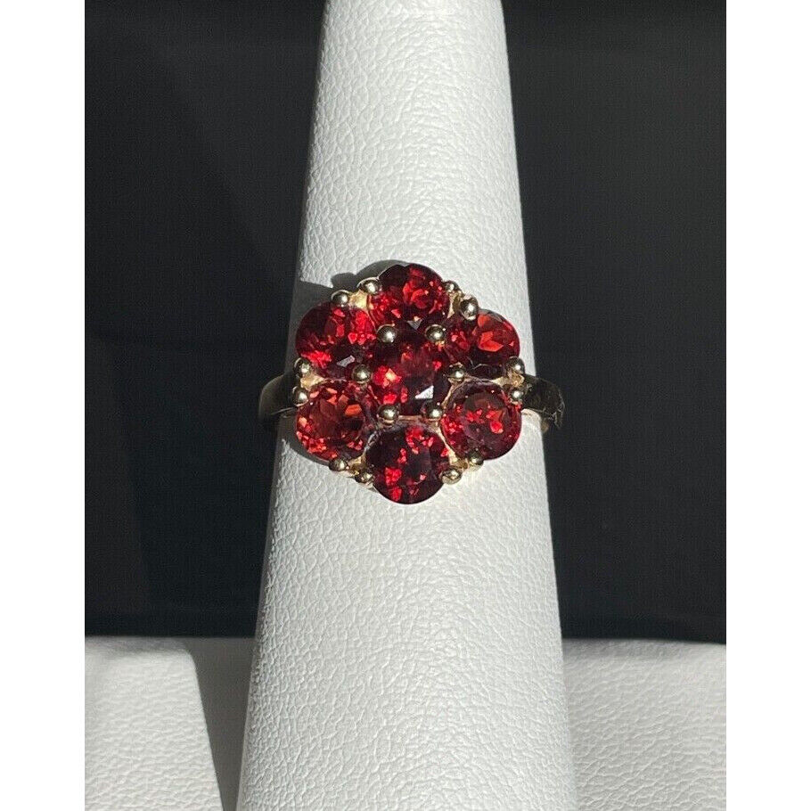 14K YELLOW GOLD ALMANDINE GARNET RING SIZE 7.25 SKY