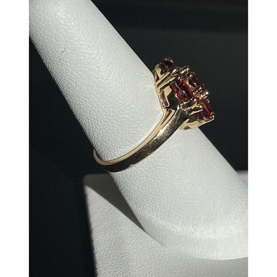 14K YELLOW GOLD ALMANDINE GARNET RING SIZE 7.25 SKY