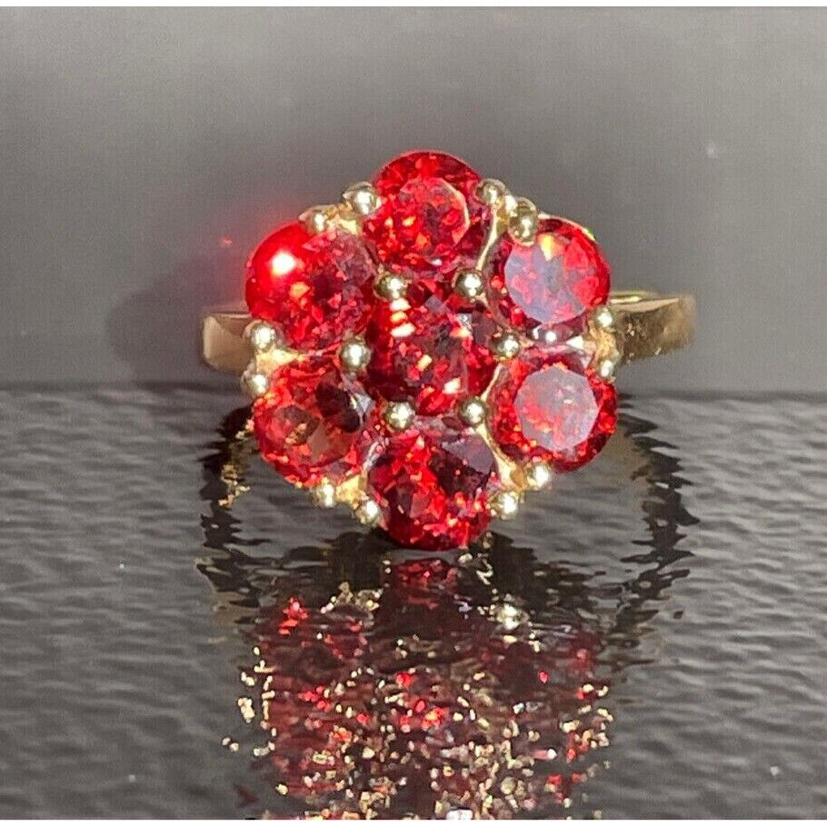 14K YELLOW GOLD ALMANDINE GARNET RING SIZE 7.25 SKY