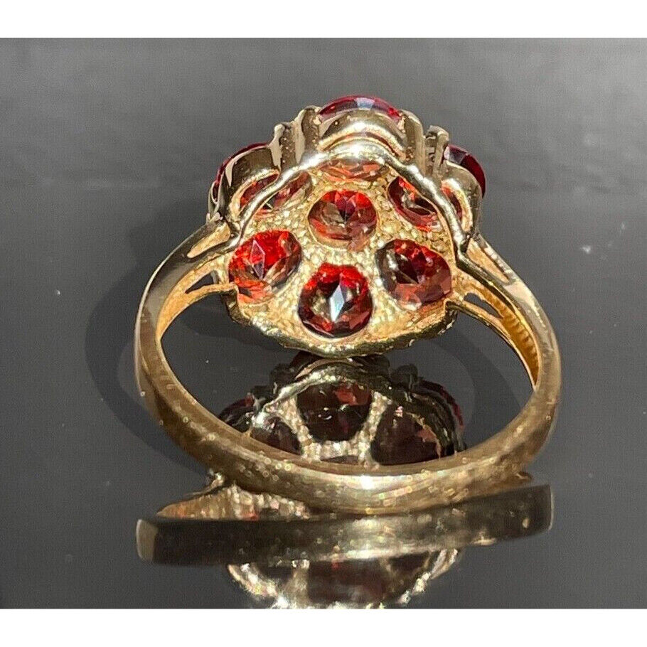 14K YELLOW GOLD ALMANDINE GARNET RING SIZE 7.25 SKY