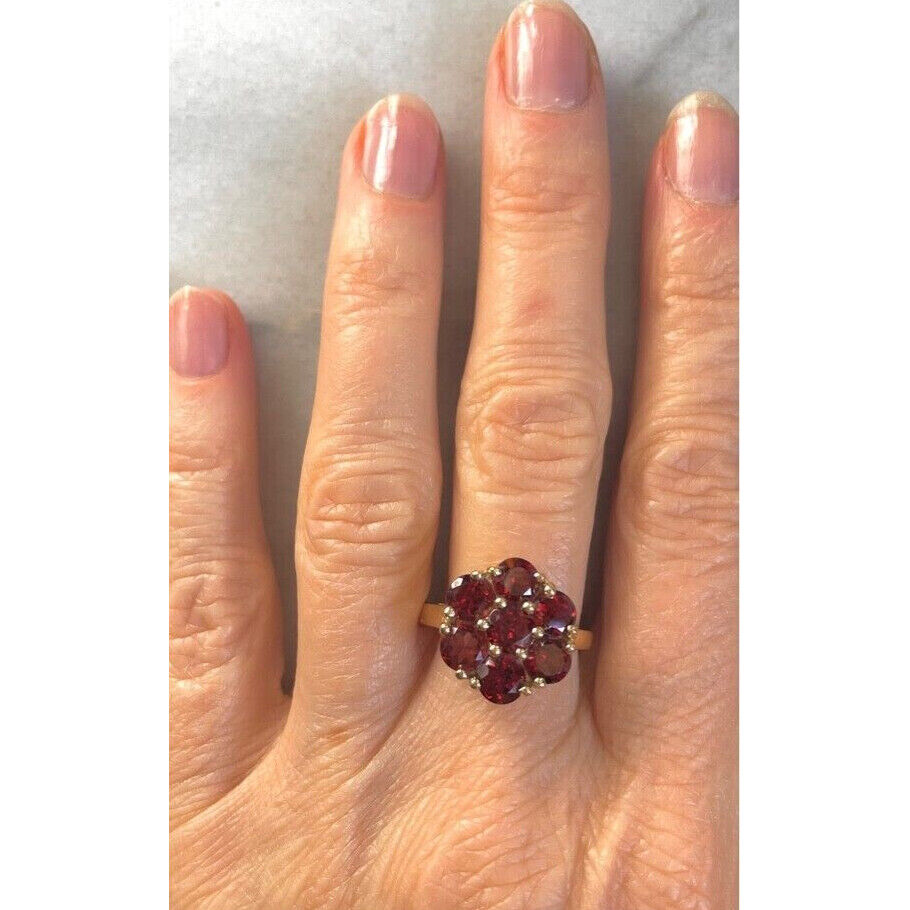 14K YELLOW GOLD ALMANDINE GARNET RING SIZE 7.25 SKY