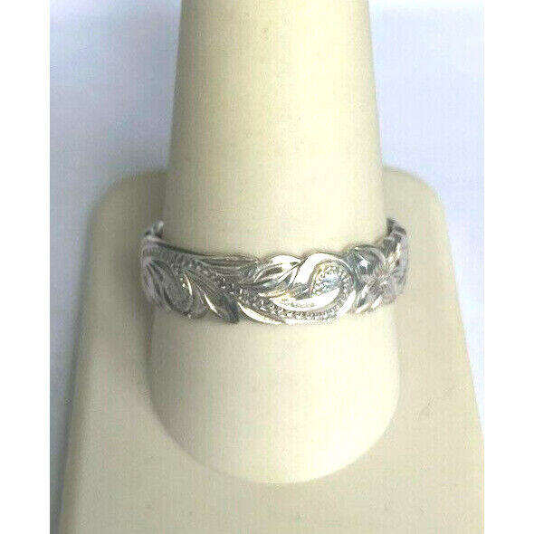 925 STERLING SILVER FLORAL BAND RING SIZE 11 SKY