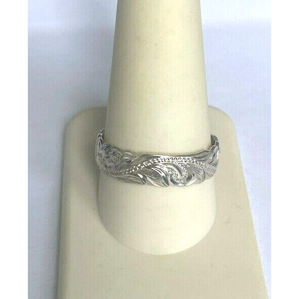 925 STERLING SILVER FLORAL BAND RING SIZE 11 SKY