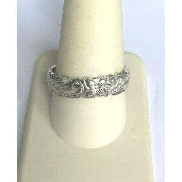 925 STERLING SILVER FLORAL BAND RING SIZE 11 SKY