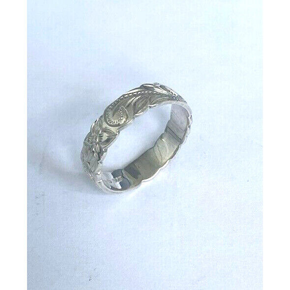 925 STERLING SILVER FLORAL BAND RING SIZE 11 SKY