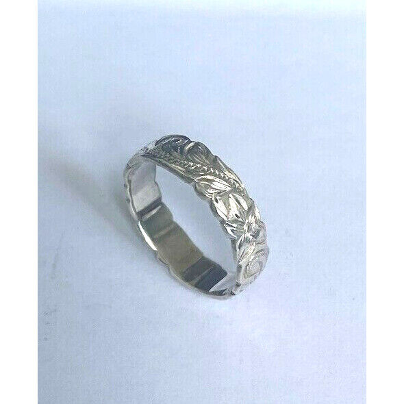 925 STERLING SILVER FLORAL BAND RING SIZE 11 SKY