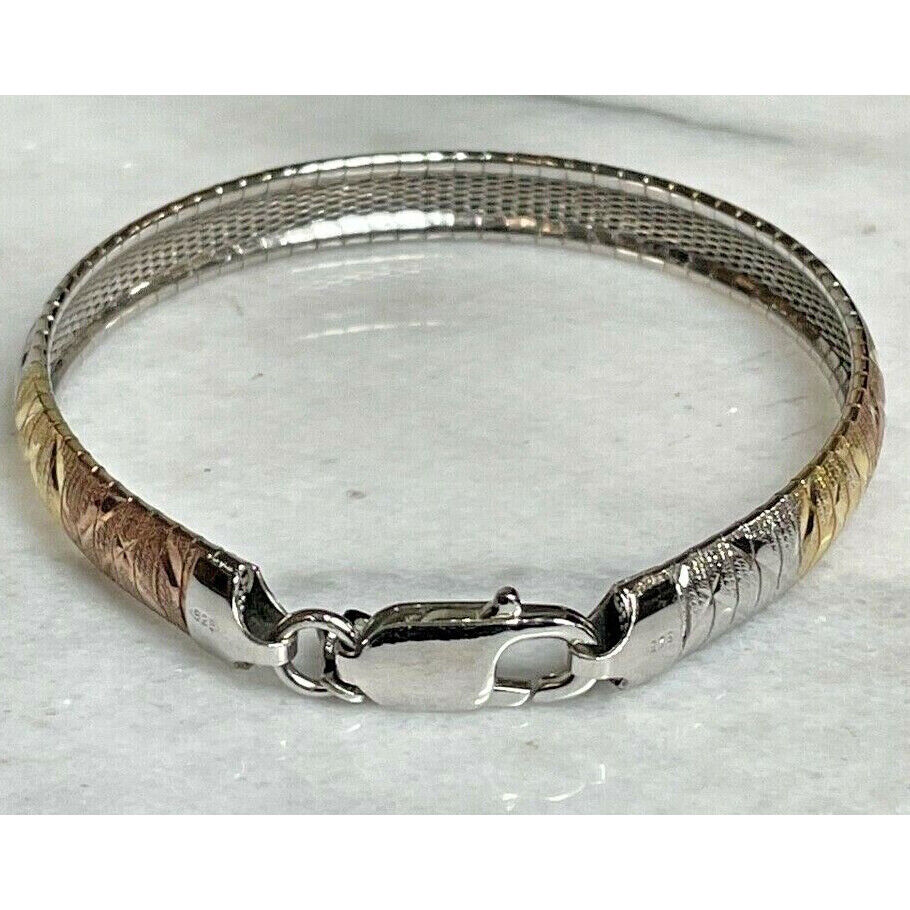 ST.JACUES ITALY 925 MULTI-TONE STERLING SILVER  FLEX BRACELET SKY