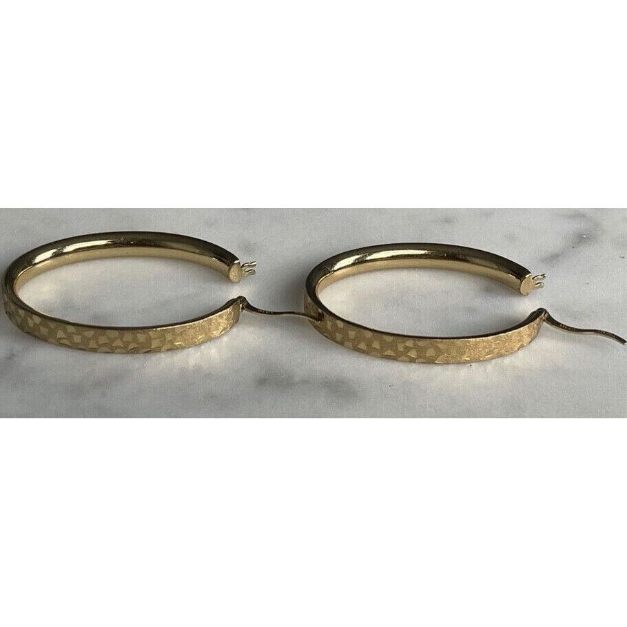 BRIGHT CUT 925 STERLING SILVER VERMEIL OVAL HOOP EARRINGS SKY