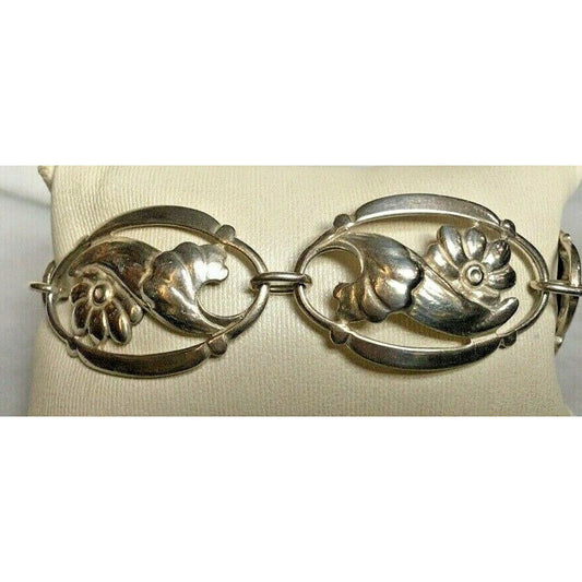 MODERNIST SIGNED ANDES 925 STERLING SILVER FLORAL BRACELET SKY