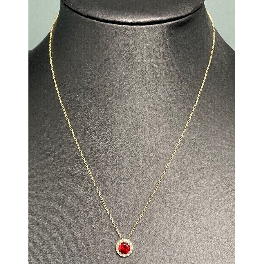 ELEGANT 925 STERLING SILVER VERMEIL GARNET AND GOSHENITE PENDANT NECKLACE SKY