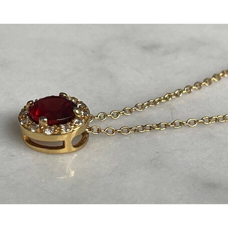 ELEGANT 925 STERLING SILVER VERMEIL GARNET AND GOSHENITE PENDANT NECKLACE SKY