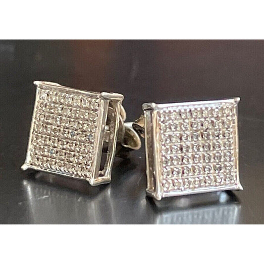 925 STERLING SILVER 0.5 CARAT DIAMOND STUD EARRINGS SKY