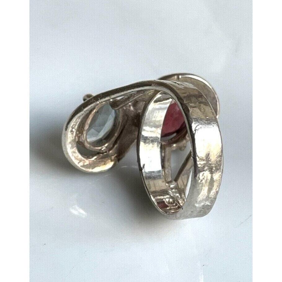 925 STERLING SILVER TOPAZ AND GARNET RING SIZE 5.5 SKY