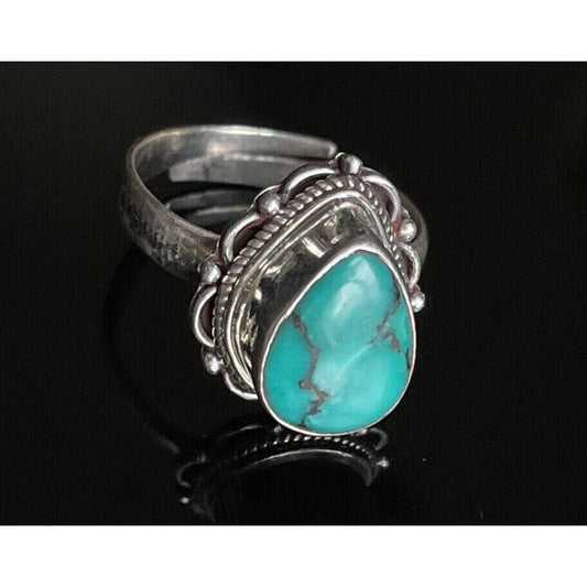 925 STERLING SILVER TURQUOISE RING ADJUSTABLE SIZE SKY