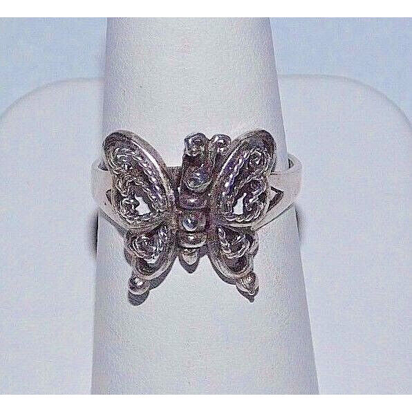 CUTE 925 STERLING SILVER ANIMATED BUTTERFLY RING. SIZE 7 SKY