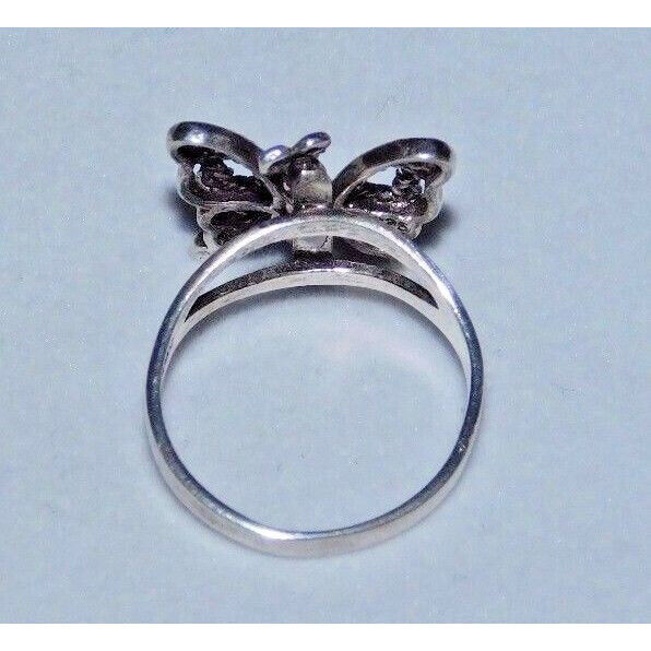 CUTE 925 STERLING SILVER ANIMATED BUTTERFLY RING. SIZE 7 SKY