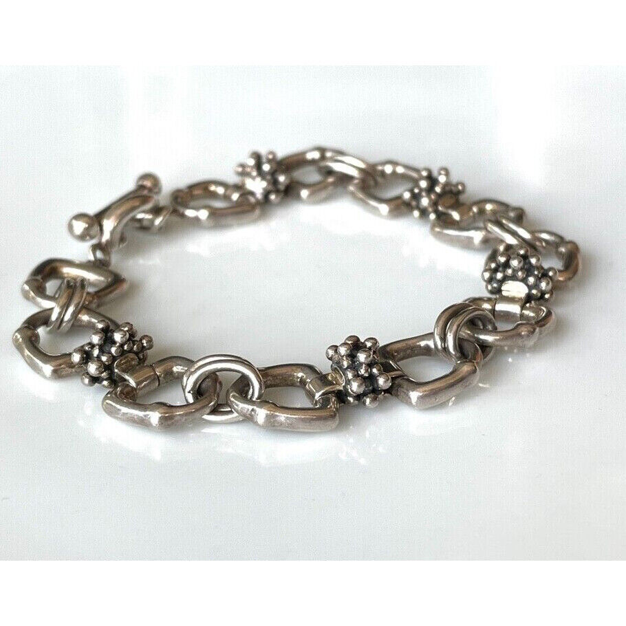 925 STERLING  SILVER STIRRUP DESIGN CHAIN  BRACELET SKY