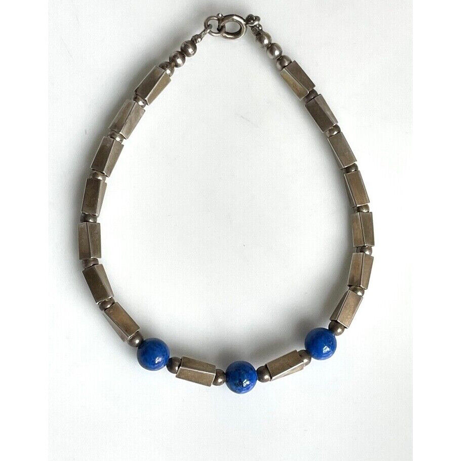 925 STERLING SILVER AND LAPIS LAZULY BEADS BRACELET SKY