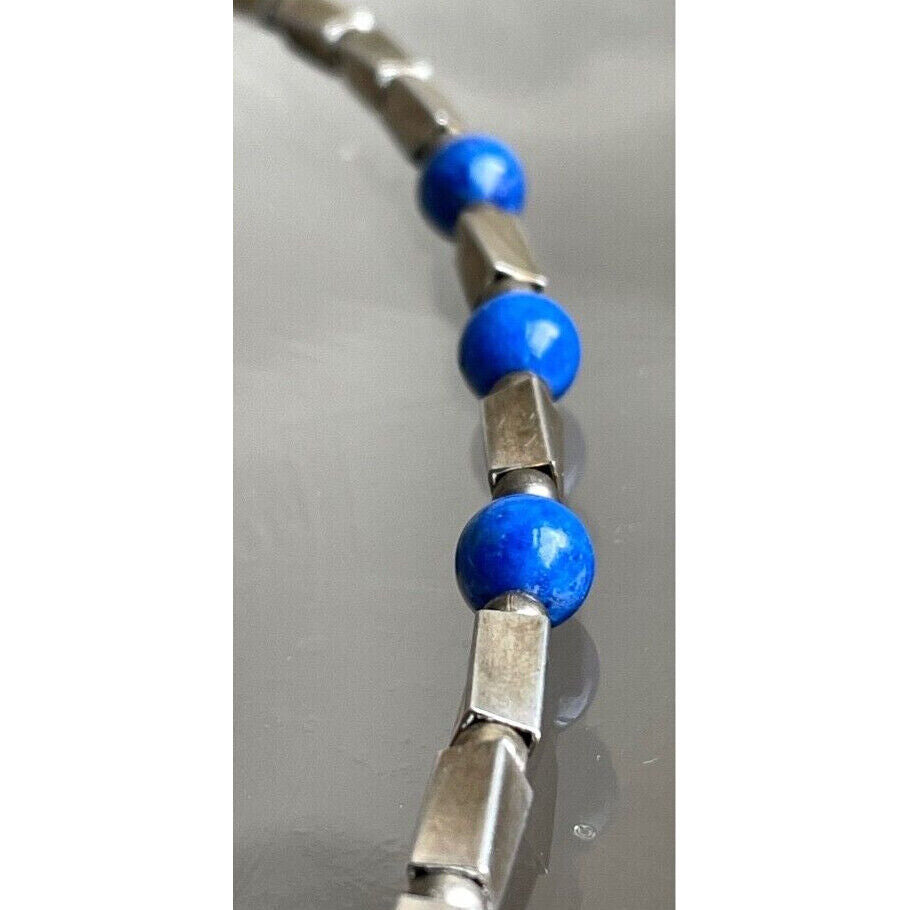 925 STERLING SILVER AND LAPIS LAZULY BEADS BRACELET SKY