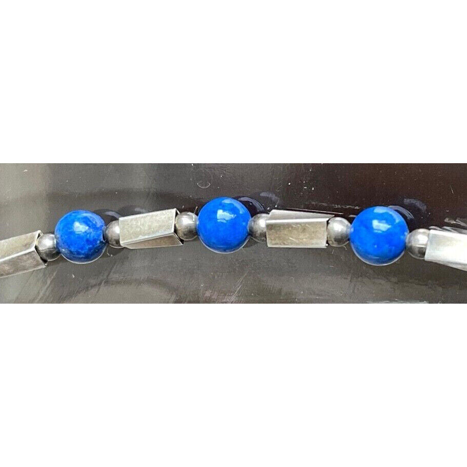 925 STERLING SILVER AND LAPIS LAZULY BEADS BRACELET SKY