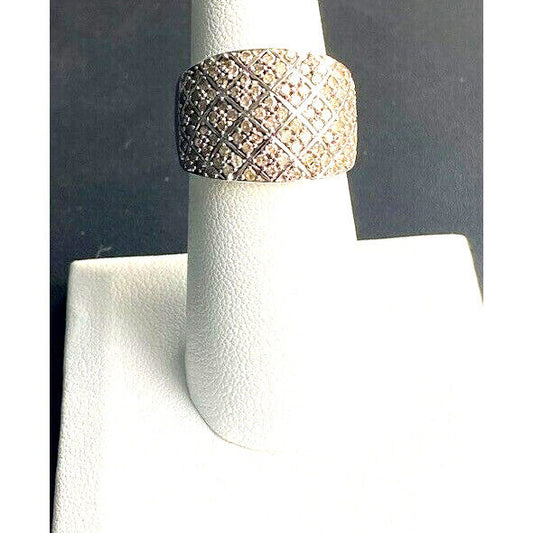 WHITE GOLD  AND 0.5 CARAT DIAMOND DOME BAND RING SIZE 7 SKY