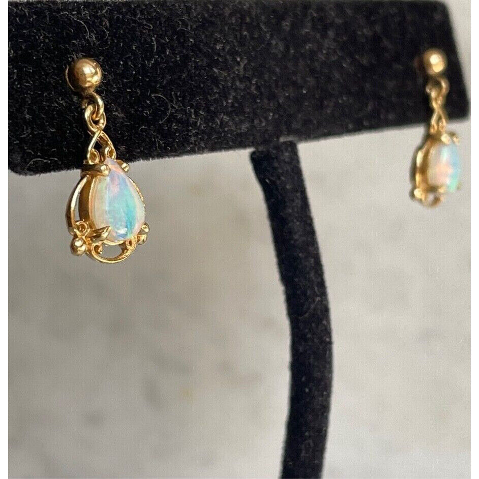 14K YELLOW  GOLD OPAL EARRINGS SKY