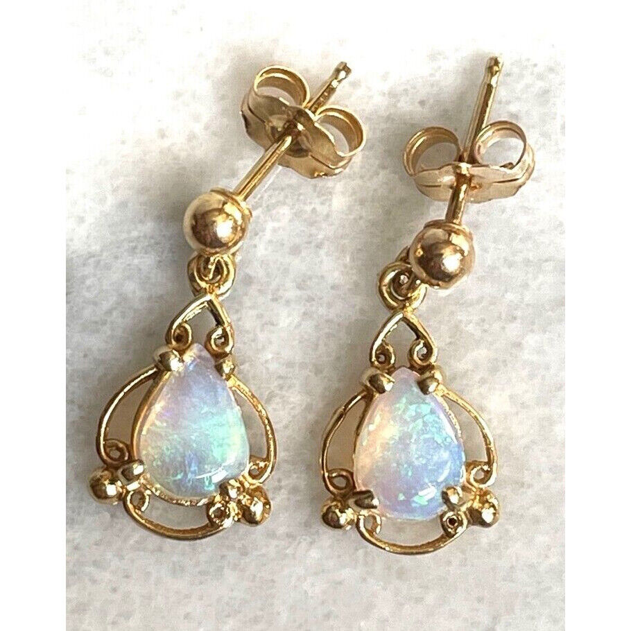 14K YELLOW  GOLD OPAL EARRINGS SKY