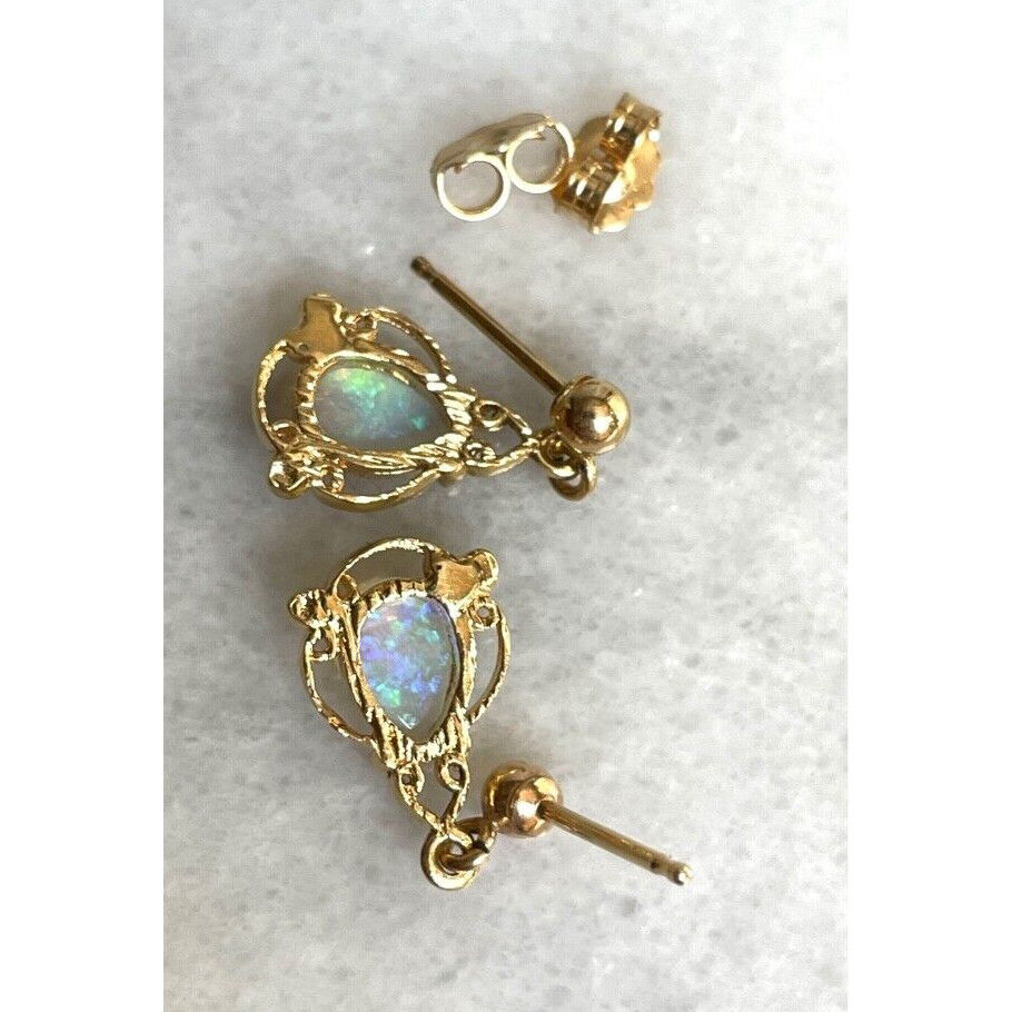 14K YELLOW  GOLD OPAL EARRINGS SKY