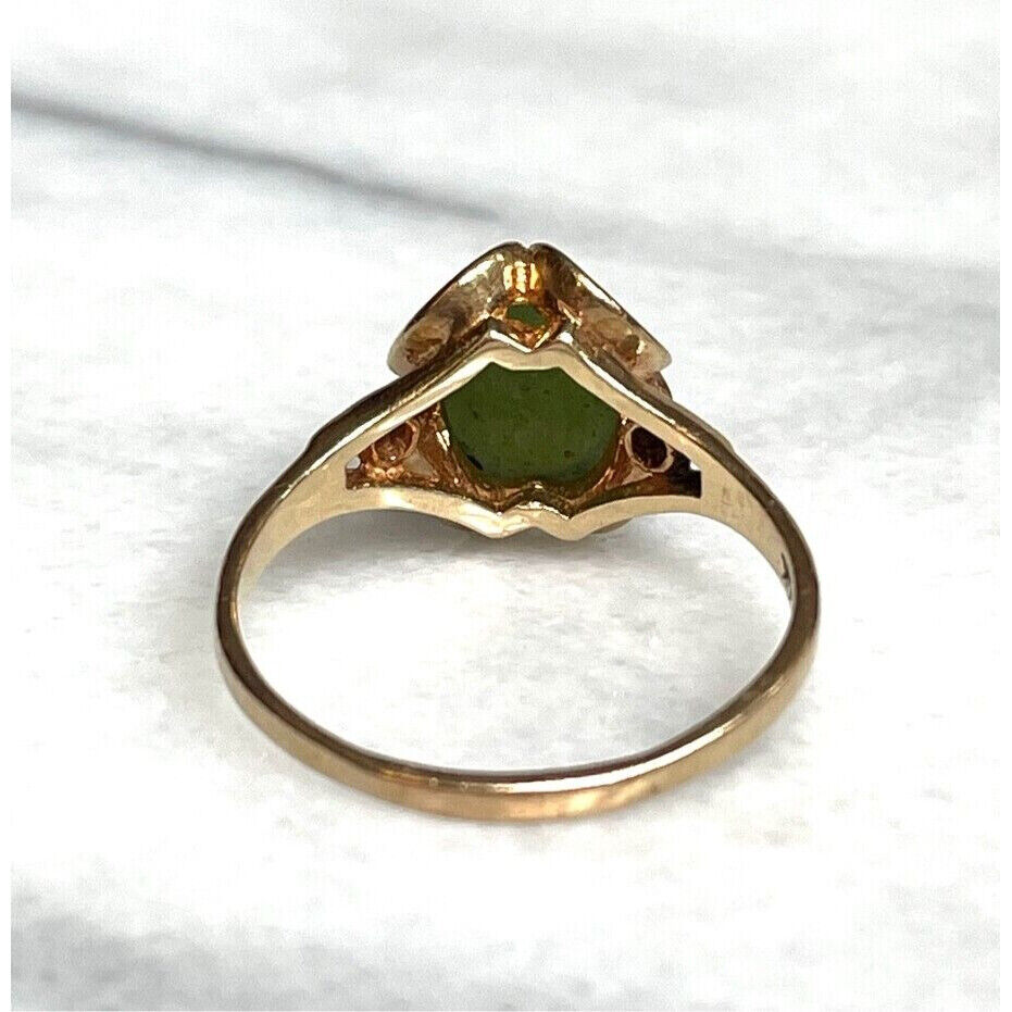 YELLOW GOLD AND NEPHRITE (GREEN JADE) RING SIZE 9 SKY