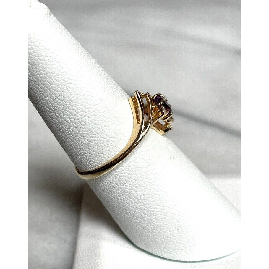 ''PERFEX'' YELLOW GOLD AMETHYST DIAMOND RING SIZE 7.5 SKY