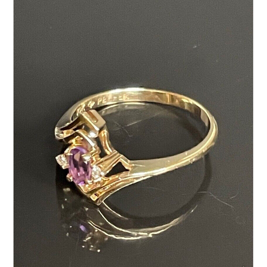 ''PERFEX'' YELLOW GOLD AMETHYST DIAMOND RING SIZE 7.5 SKY